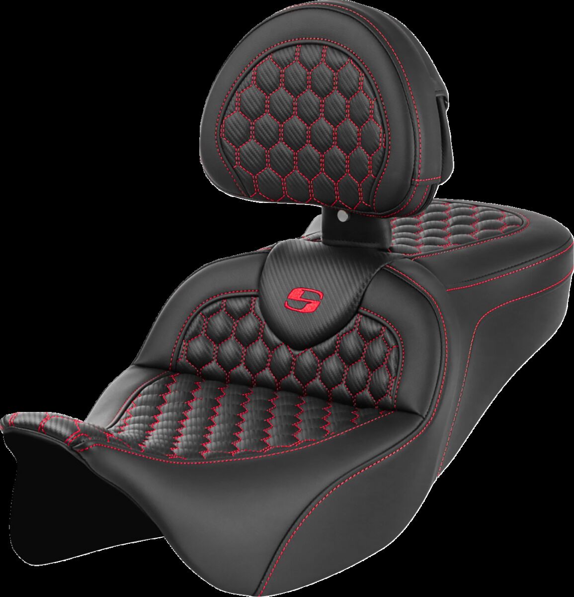 RoadSofa™ Seat - Honeycomb - Red Stitch - with Backrest Flt