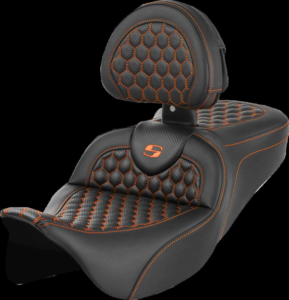 RoadSofa™ Seat - Honeycomb - Orange Stitch - with Backrest Flt
