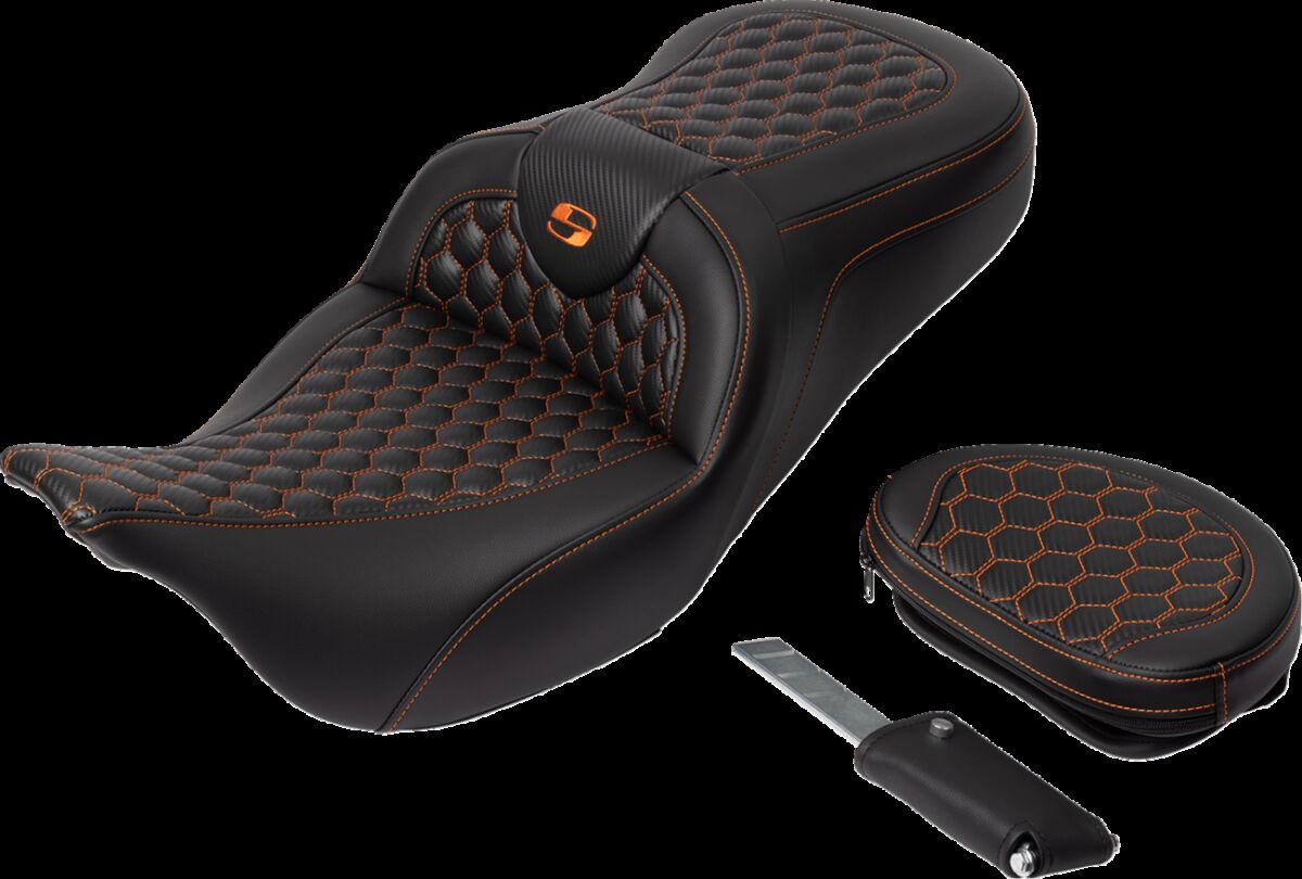 RoadSofa™ Seat - Honeycomb - Orange Stitch - with Backrest Flt - Bild 2