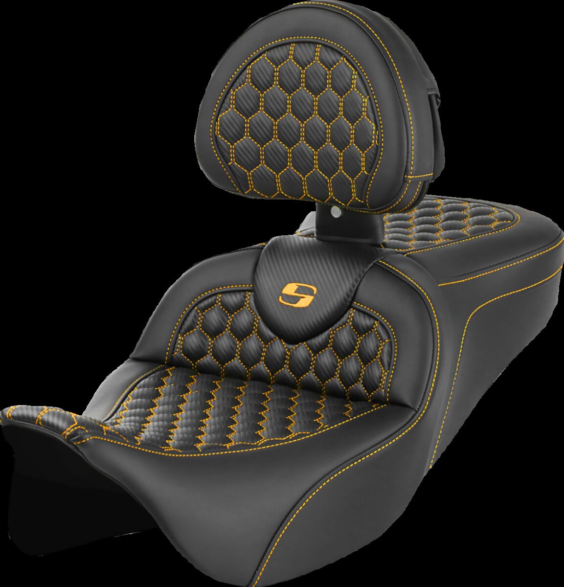RoadSofa™ Seat - Honeycomb - Gold Stitch - with Backrest Flt