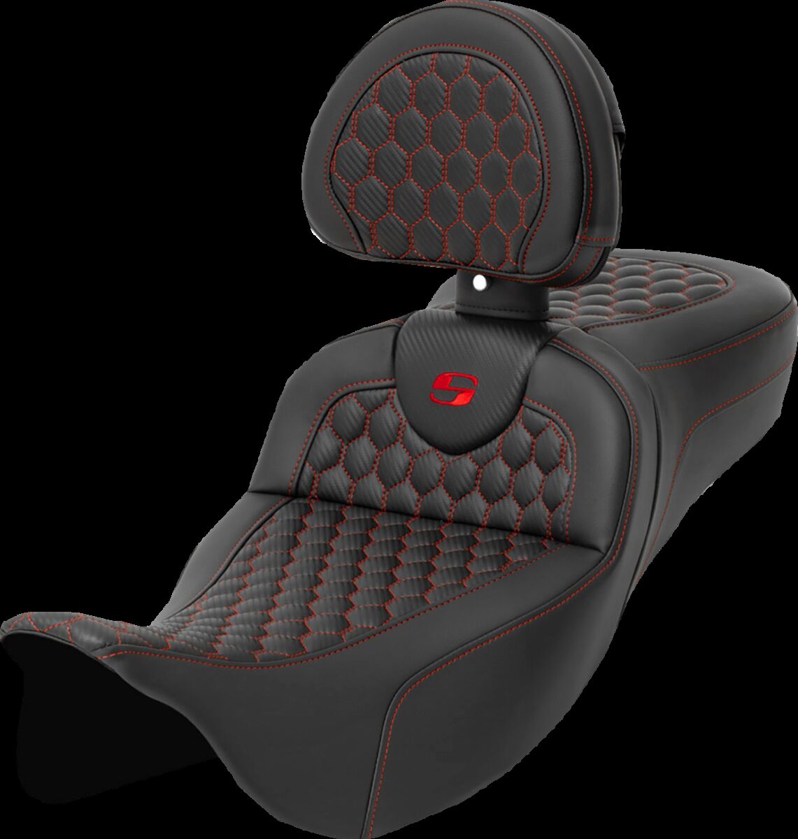 RoadSofa™ Seat - Honeycomb - Red Stitch - with Backrest Flt