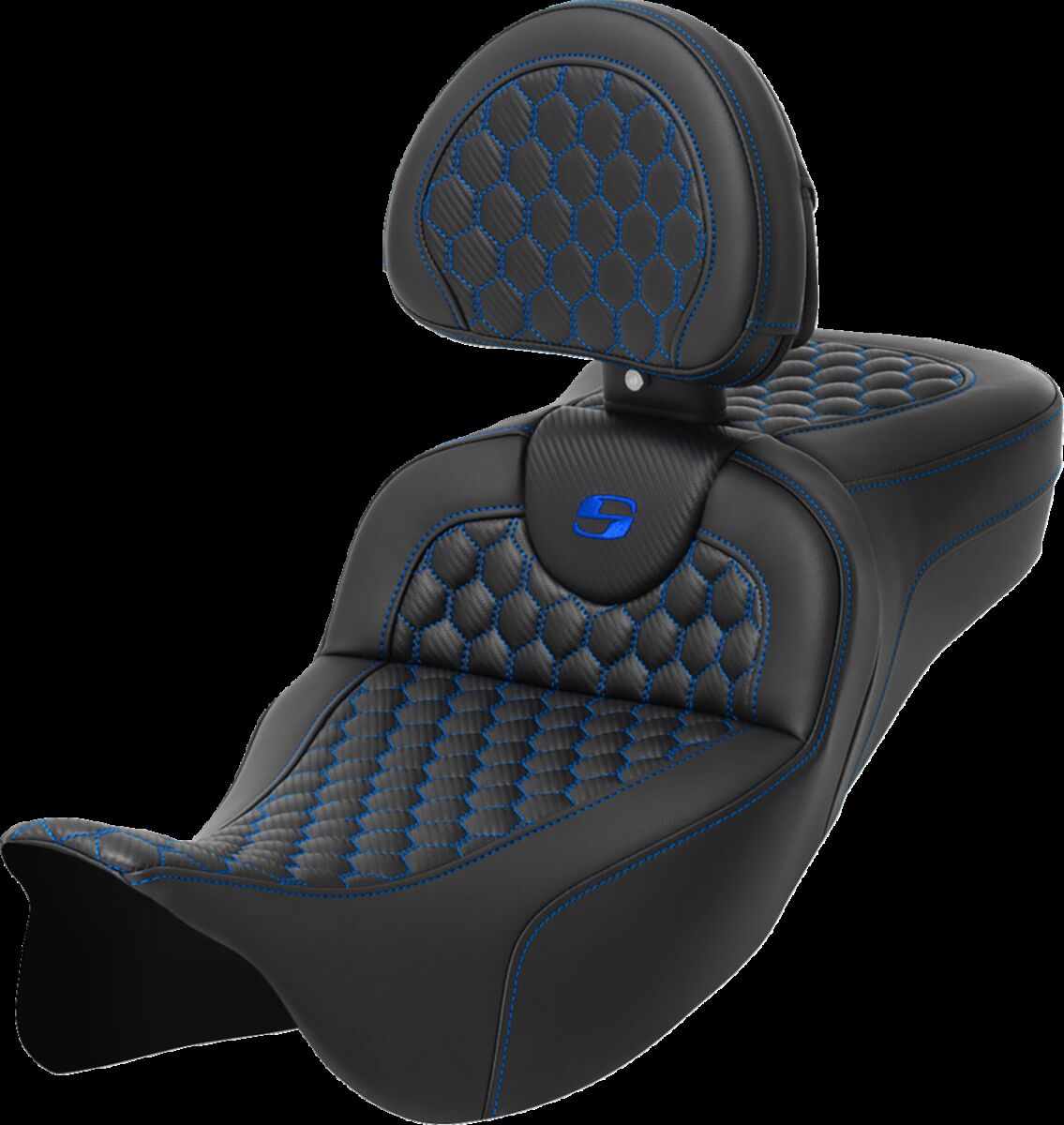RoadSofa™ Seat - Honeycomb - Blue Stitch - with Backrest Flt