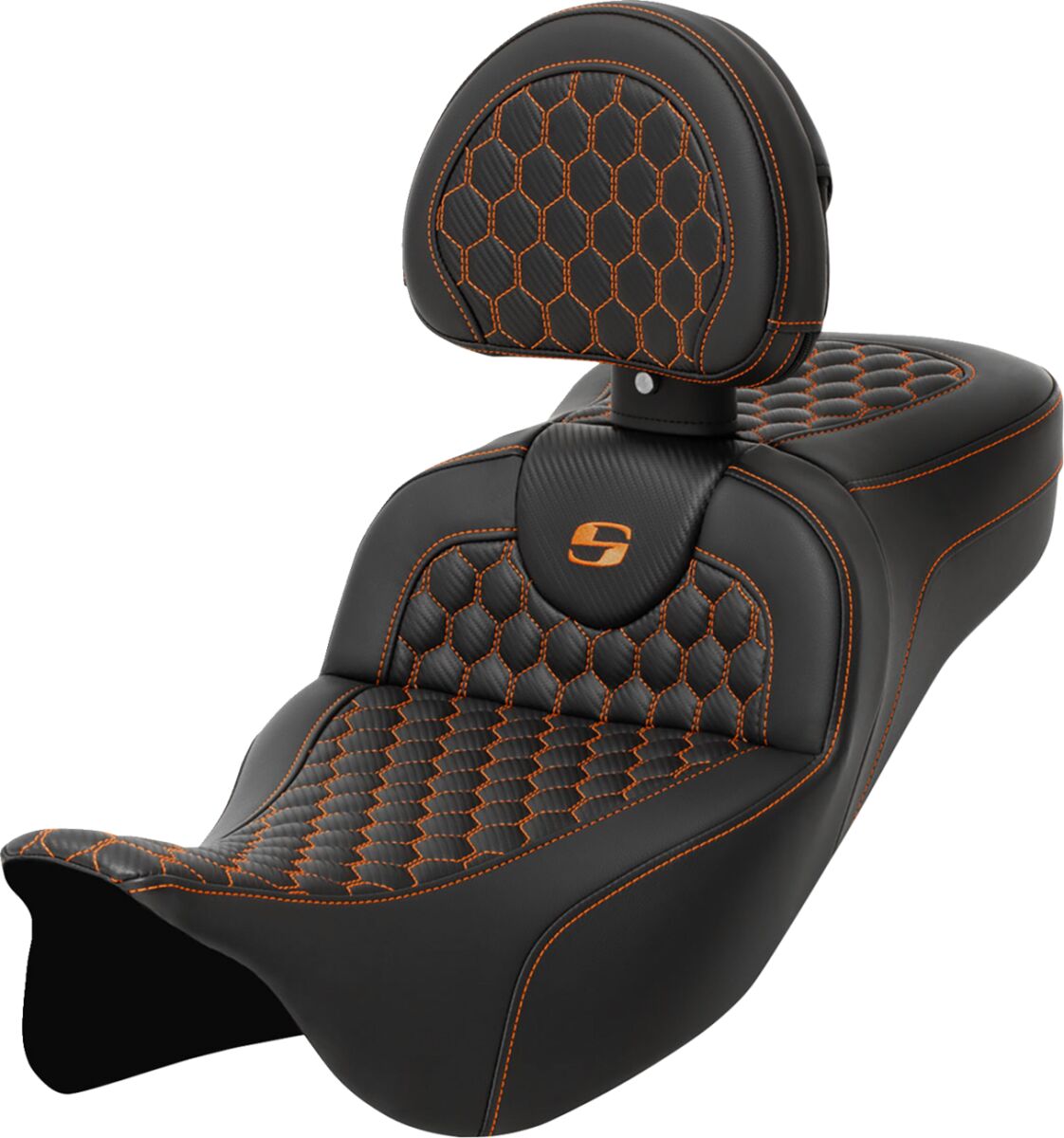 RoadSofa™ Seat - Honeycomb - Orange Stitch - with Backrest Flt