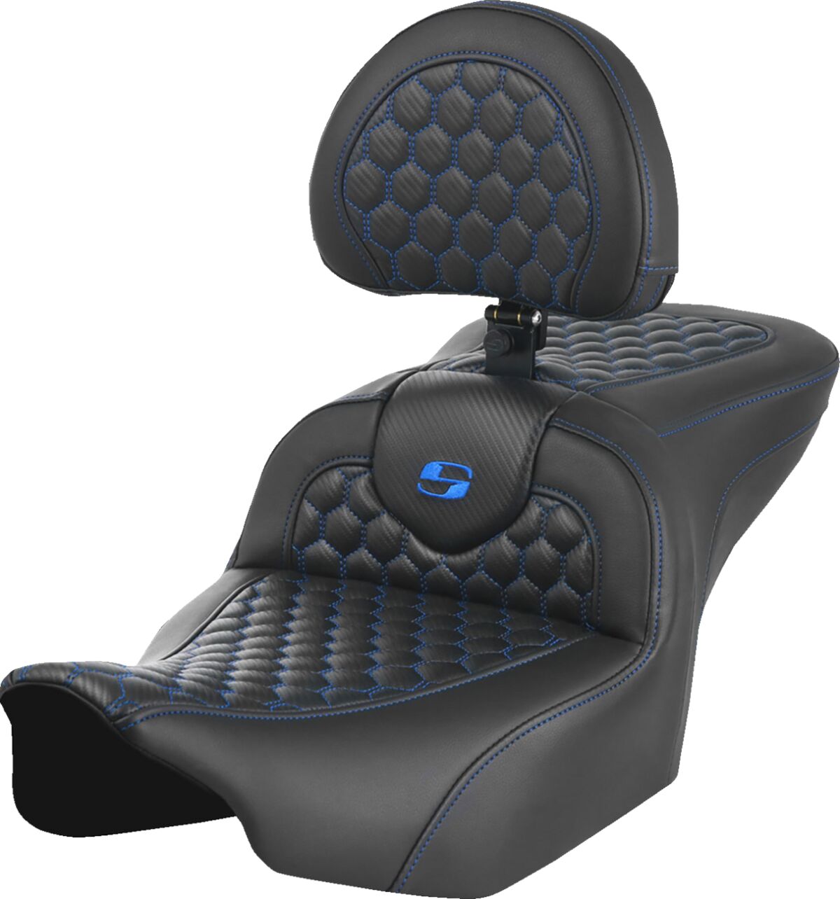 RoadSofa™ Touring 23+ - with Backrest - Honeycomb - Blue Stitch