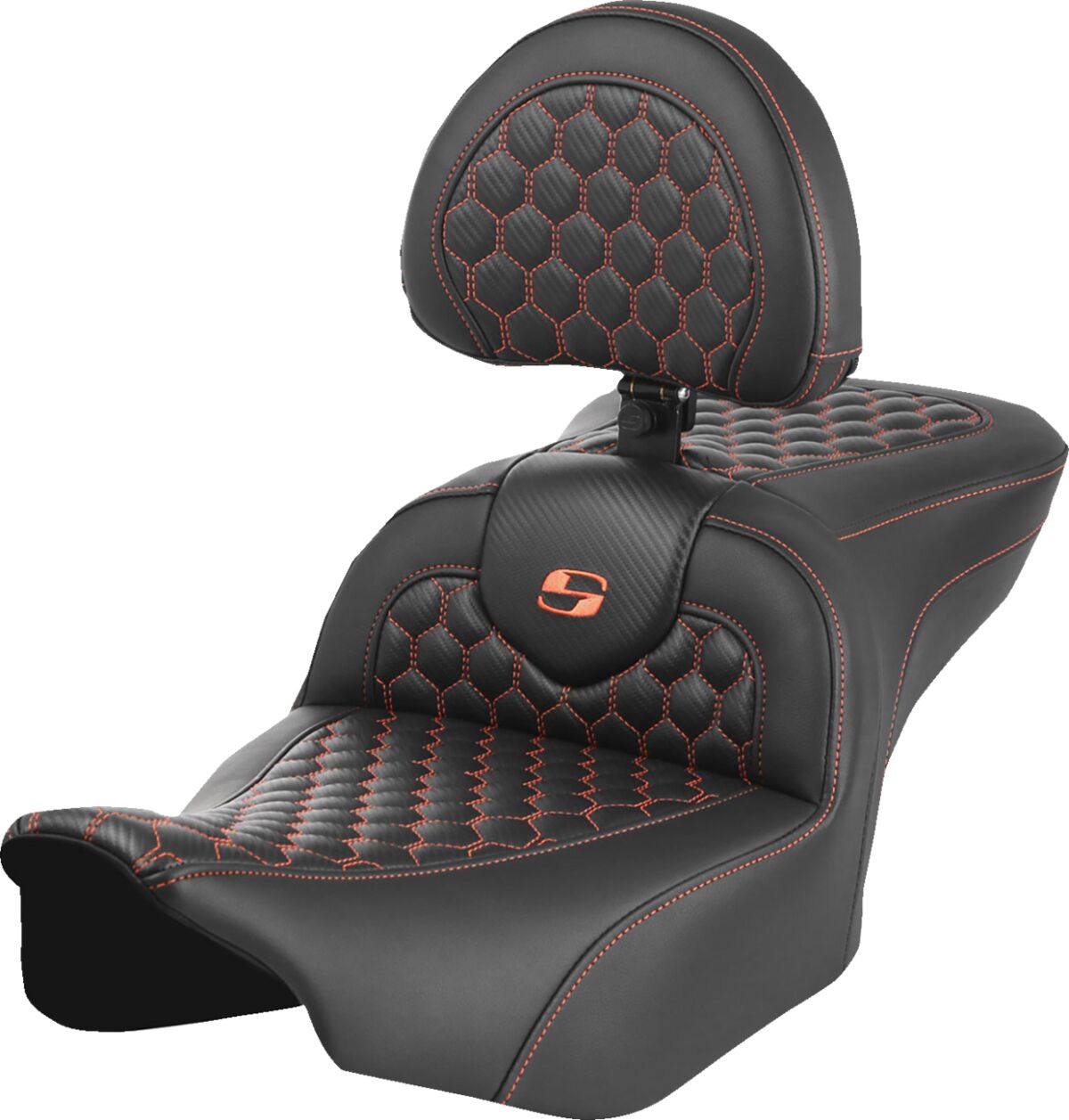 RoadSofa™ Touring 23+- with Backrest - Honeycomb - Orange Stitch