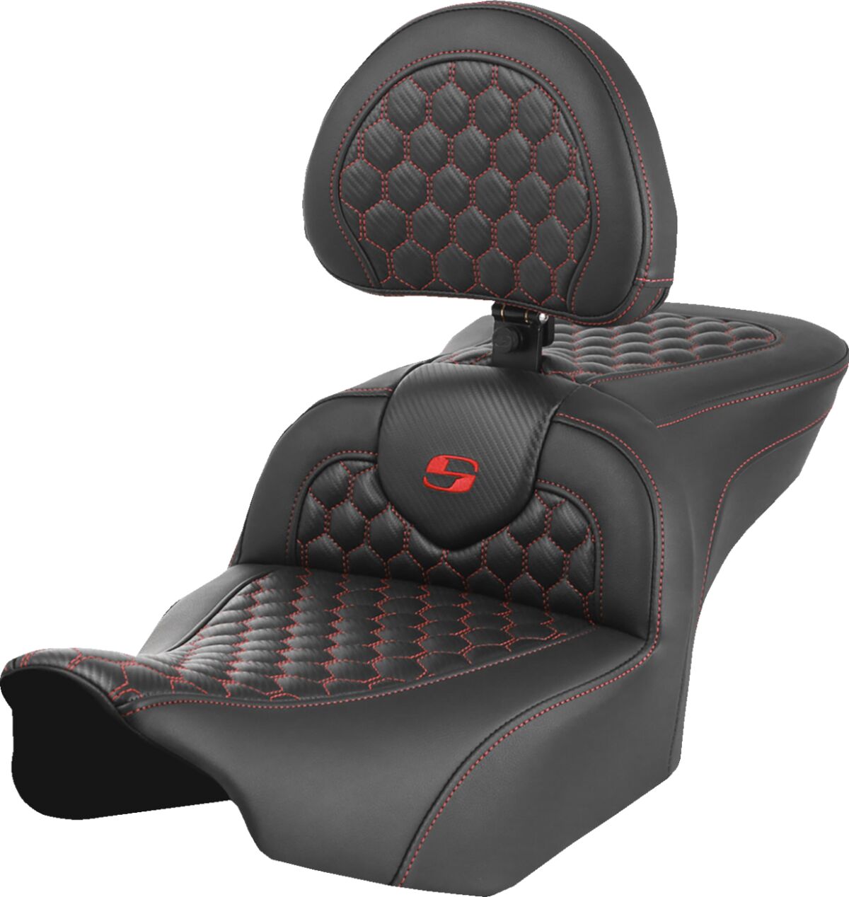 RoadSofa™ Touring 23+ - with Backrest - Honeycomb - Red Stitch