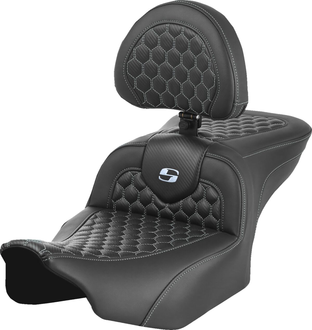 RoadSofa™Touring 23+ - with Backrest - Honeycomb - Silver Stitch