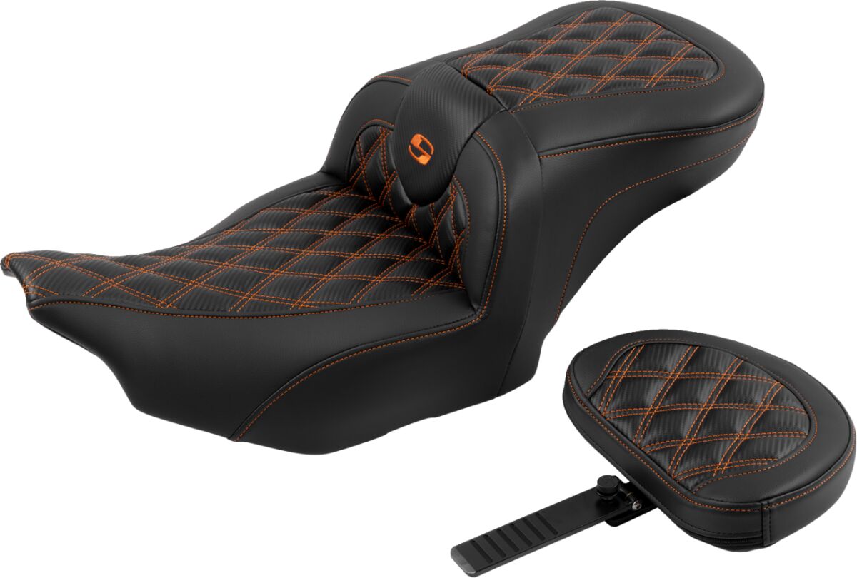 RoadSofa™ Seat - with Backrest - Carbon Fiber - Orange Stitch - Bild 2