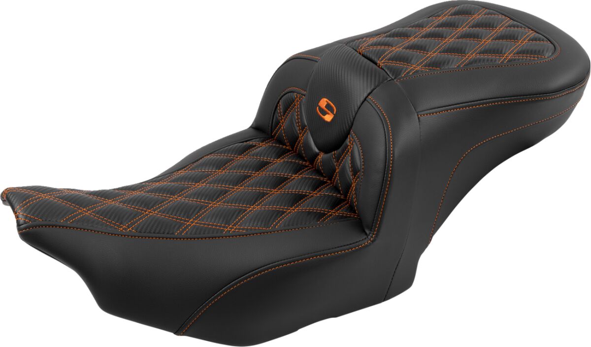 RoadSofa™ Seat - with Backrest - Carbon Fiber - Orange Stitch - Bild 3