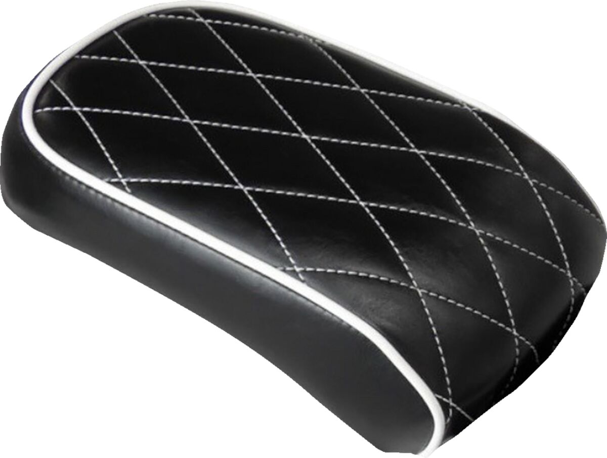 Bare Bones Pillion Pad - Diamond - Black w/ White Stitch - FL Fl