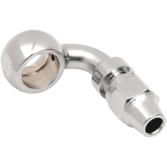 UNIVERSAL BRAKE LINE FITTING CHROME 7/16"-BANJO 90°