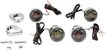 TURN SIGNAL KIT DEUCE RED/AMBER LED SMOKE LENS