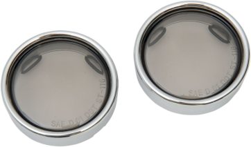 DEUCE-STYLE TURN SIGNAL DEEP-DISH LENS W/ CHROME TRIM RING SMOKE