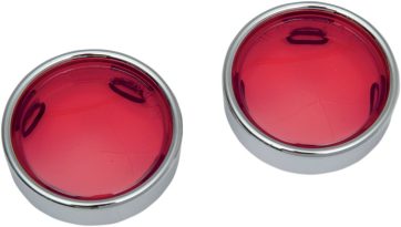 DEUCE-STYLE TURN SIGNAL DEEP-DISH LENS W/ CHROME TRIM RING RED