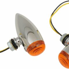 BULLET LED MARKER LIGHT SMOOTH AMBER LENS CHROME