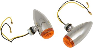 BULLET LED MARKER LIGHT SMOOTH AMBER LENS CHROME
