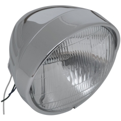 HEADLIGHT 6.5" W/ VISOR GROOVED CHROME 60/55W