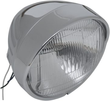 HEADLIGHT 6.5" W/ VISOR GROOVED CHROME 60/55W