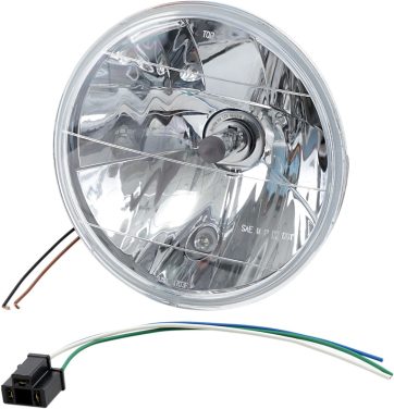 HEADLIGHT 7" W/ RUNNING LIGHT CHROME H4 55/60W
