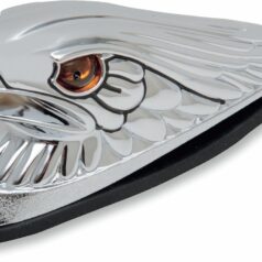 CHROME EAGLE HEAD W/ AMBER EYES LARGE FRONT FENDER ORNAMENT
