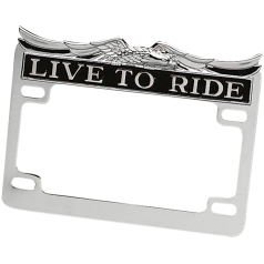 LICENSE PLATE FRAME "LIVE-TO-RIDE" CHROME
