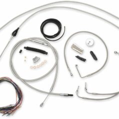 CABLE AND BRAKE LINE KIT STAINLESS POLISHED FOR 15"-17" APE HANGERS