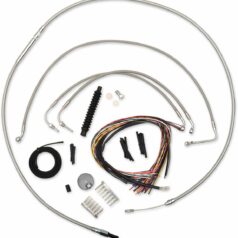 CABLE AND BRAKE LINE KIT STAINLESS POLISHED FOR 12"-14" APE HANGERS