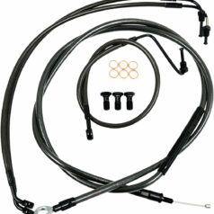 CABLE AND BRAKE LINE KIT MIDNIGHT BLACK BRAIDED FOR 18"-20" APE HANGERS
