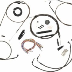 CABLE AND BRAKE LINE KIT MIDNIGHT BLACK BRAIDED FOR 15"-17" APE HANGERS