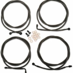 HANDLEBAR CABLE/BRAKE & CLUTCH LINE/WIRE KITS FOR 15"-17" APE HANGERS / BLACK / STAINLESS STEEL