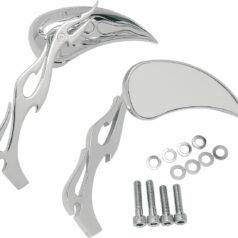 MIRROR KIT FLAME TEARDROP W/ FLAME STEMS CHROME