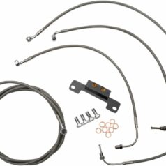 STANDARD BRAIDED STAINLESS HANDLEBAR CABLE/BRAKE LINE KIT FOR 12" - 14" APES / NATURAL-BRAIDED / STA