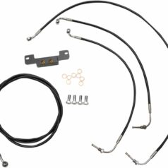 STANDARD BLACK VINYL/STAINLESS HANDLEBAR CABLE/BRAKE LINE KIT FOR 18" - 20 " APES / BLACK / STAINLES