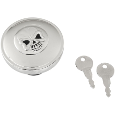 GAS CAP SCREW-IN LOCKING SKULL VENTED CHROME