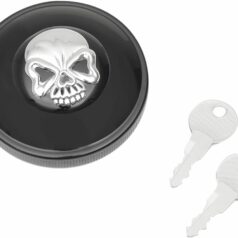 GAS CAP SCREW-IN LOCKING SKULL VENTED BLACK