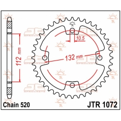 JTR1072.38 REAR REPLACEMENT SPROCKET 38 TEETH 520 PITCH NATURAL C49 HIGH CARBON STEEL