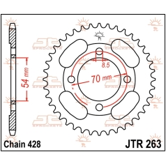 JTR263.36 REAR REPLACEMENT SPROCKET 36 TEETH 428 PITCH NATURAL C49 HIGH CARBON STEEL