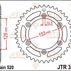 JTR301.40 REAR REPLACEMENT SPROCKET 40 TEETH 520 PITCH NATURAL C49 HIGH CARBON STEEL