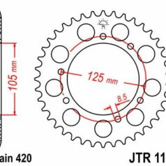 JTR1131.60 REAR REPLACEMENT SPROCKET 60 TEETH 420 PITCH BLACK C49 HIGH CARBON STEEL