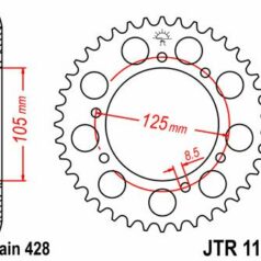 JTR1134.56 REAR REPLACEMENT SPROCKET 56 TEETH 428 PITCH BLACK C49 HIGH CARBON STEEL