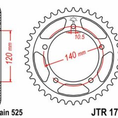 JTR1792.40 REAR REPLACEMENT SPROCKET 40 TEETH 525 PITCH NATURAL C49 HIGH CARBON STEEL