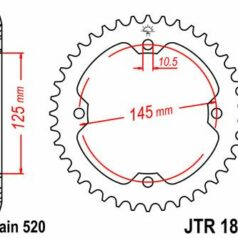 JTR1857.36 REAR REPLACEMENT SPROCKET 36 TEETH 520 PITCH BLACK C49 HIGH CARBON STEEL