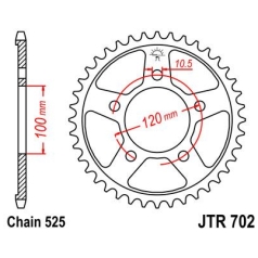JTR702.43 REAR REPLACEMENT SPROCKET 43 TEETH 525 PITCH NATURAL C49 HIGH CARBON STEEL