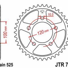 JTR702.45 REAR REPLACEMENT SPROCKET 45 TEETH 525 PITCH NATURAL C49 HIGH CARBON STEEL