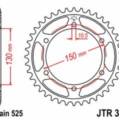 JTR300.42ZBK REAR REPLACEMENT SPROCKET 42 TEETH 525 PITCH NATURAL C49 HIGH CARBON STEEL