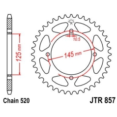 JTR857.45ZBK REAR REPLACEMENT SPROCKET 45 TEETH 520 PITCH BLACK C49 HIGH CARBON STEEL