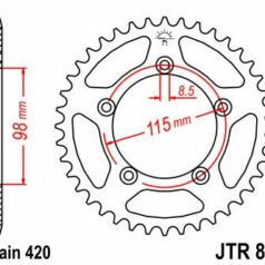 JTR894.50ZBK REAR REPLACEMENT SPROCKET 50 TEETH 420 PITCH BLACK C49 HIGH CARBON STEEL