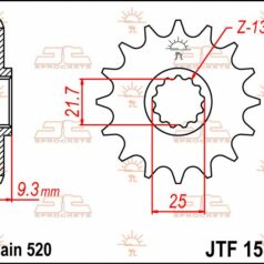 JTF1538.14 FRONT REPLACEMENT SPROCKET 14 TEETH 520 PITCH NATURAL STEEL