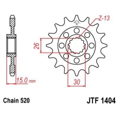 JTF1404.16 FRONT REPLACEMENT SPROCKET 16 TEETH 520 PITCH NATURAL CHROMOLY STEEL ALLOY