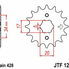 JTF1264.14 FRONT REPLACEMENT SPROCKET 14 TEETH 428 PITCH NATURAL SCM420 CHROMOLY STEEL ALLOY